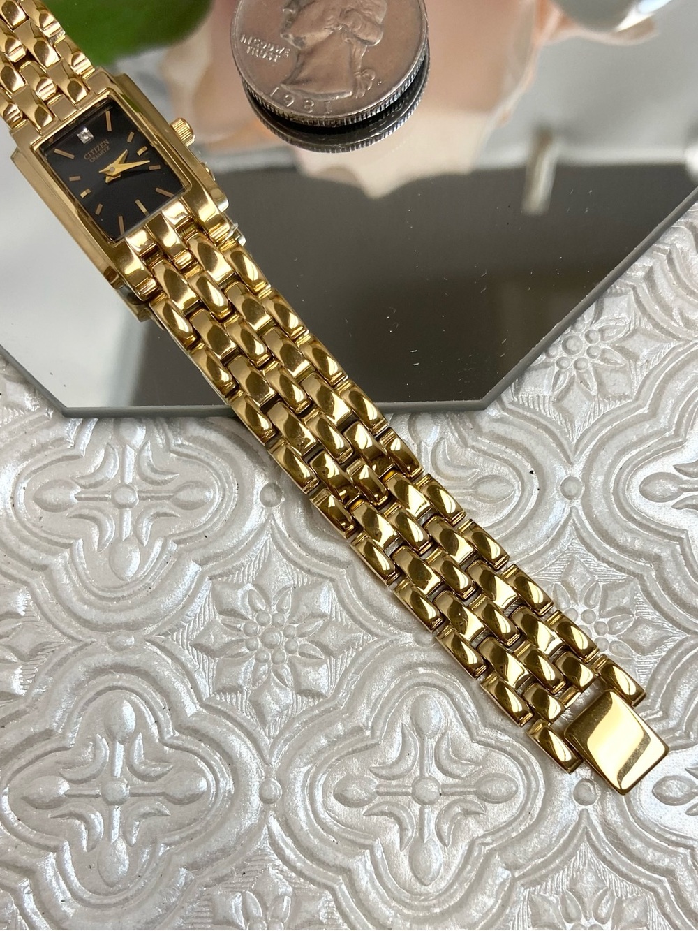 Vintage Citizen Diamond Accented Dial Tank Style Dress Watch with Box - Picture 14 of 16